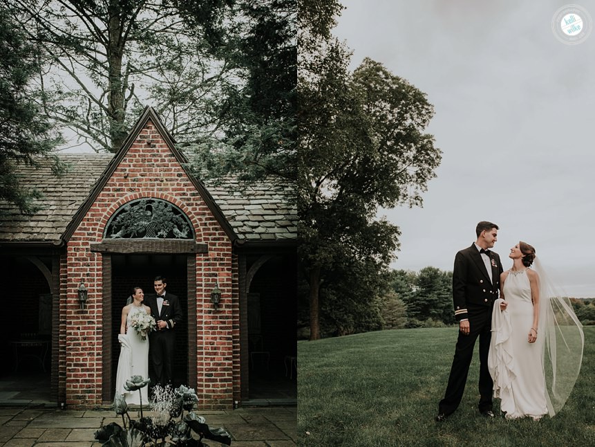 couple portraits outside at greenville country club in wilmington delaware