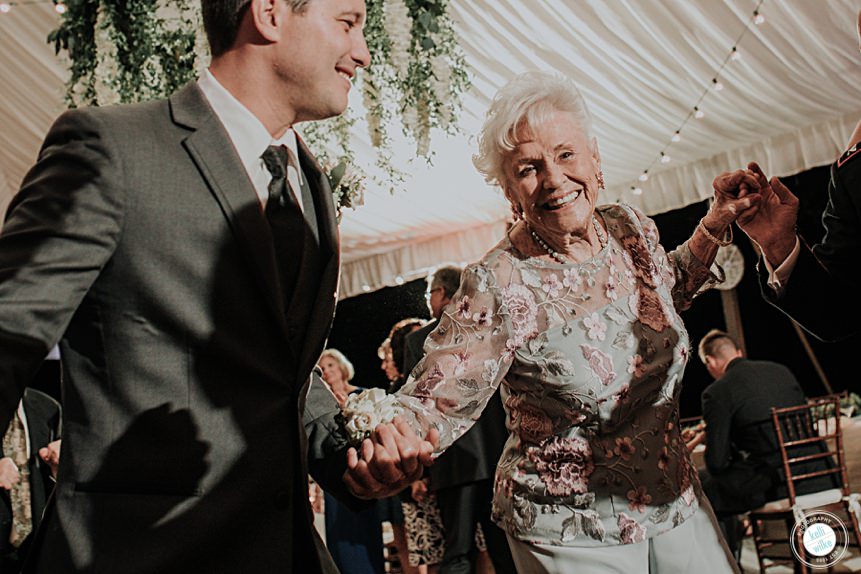 grandma dances at a wedding reception at greenville country club in delaware