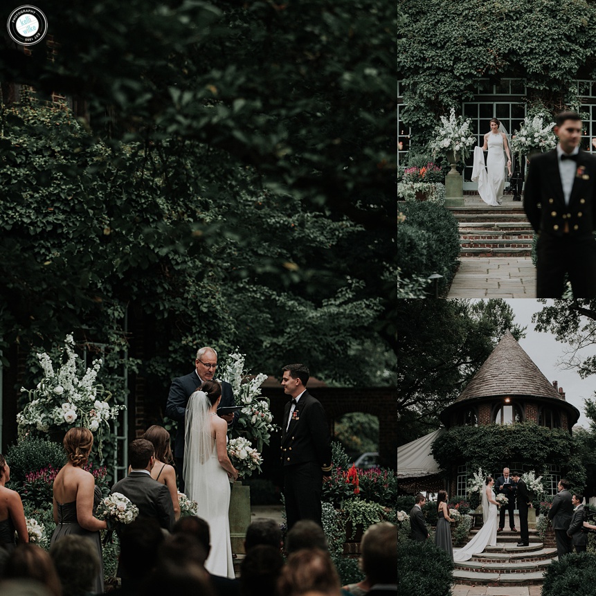 Garden wedding ceremony outside at Greenville Country Club 