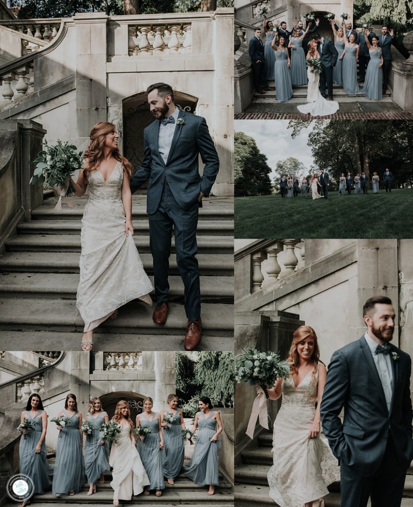 wedding party and bride and groom photos at winterthur gardens