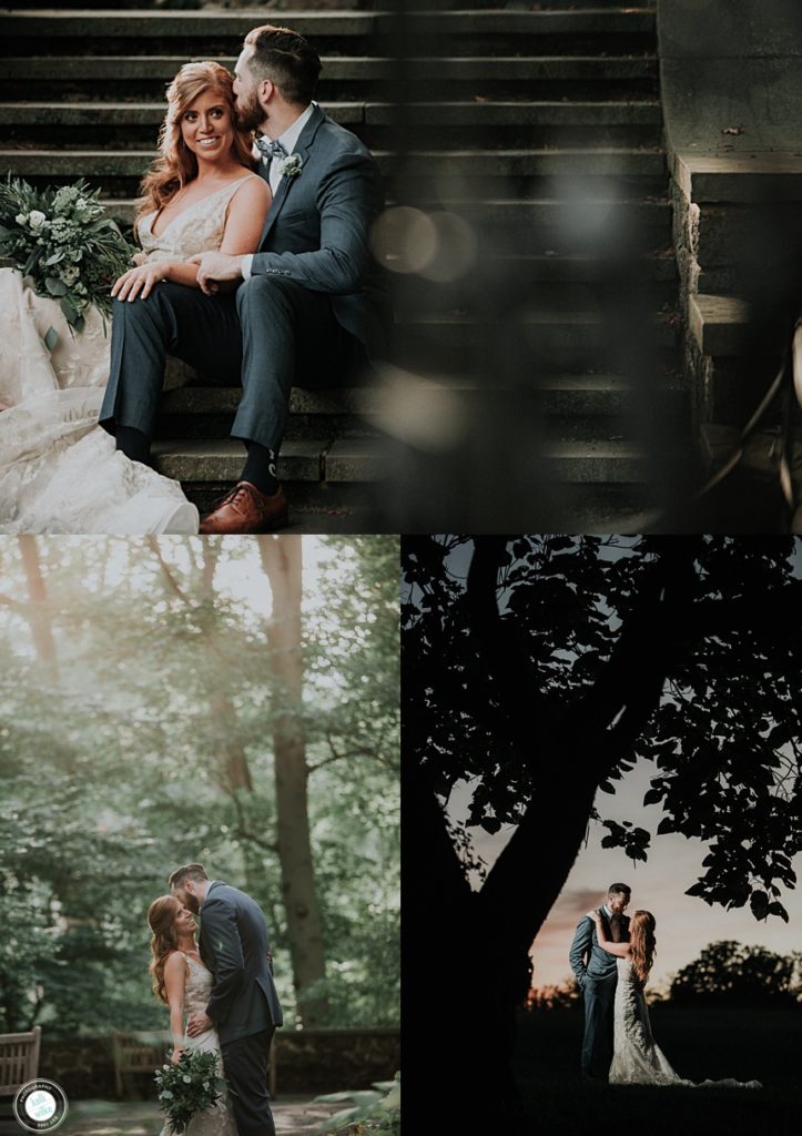 Bride and groom portraits at Winterthur