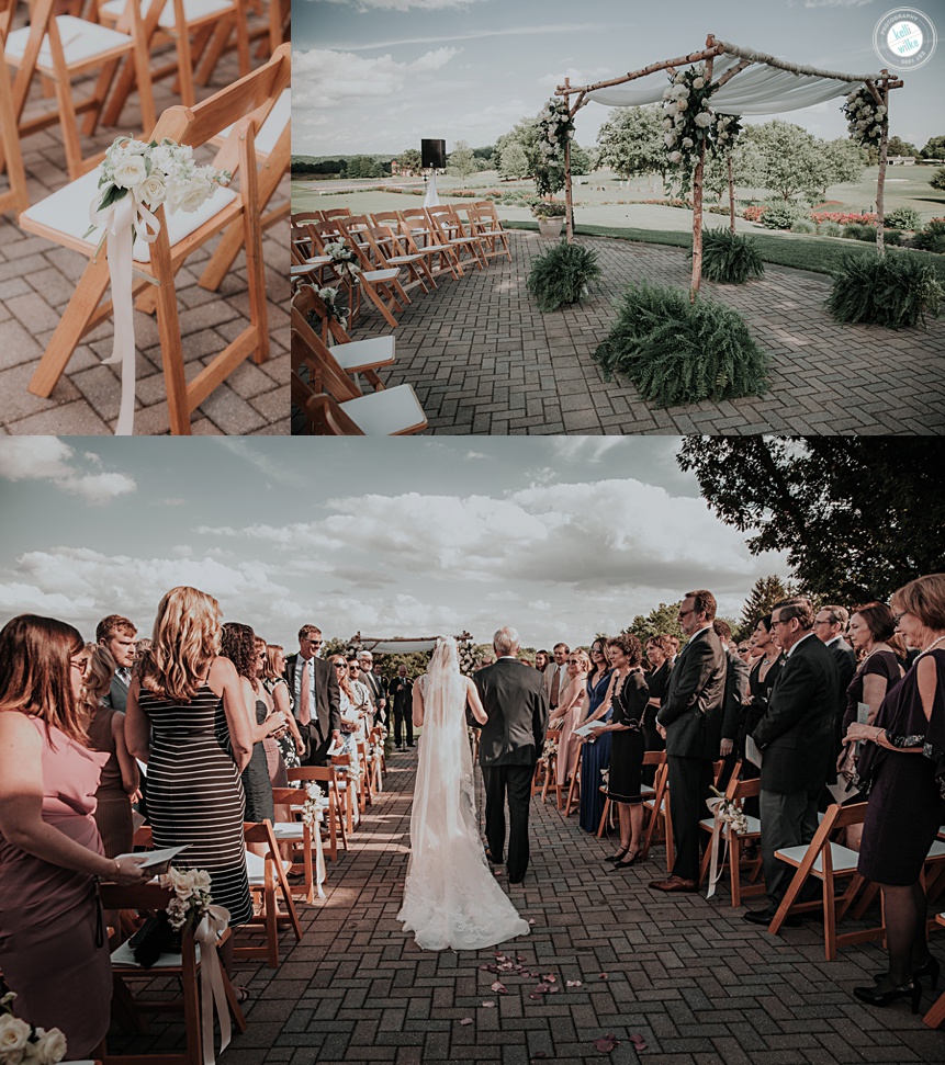 The wedding ceremony site on the patio at the Wilmington Country Club