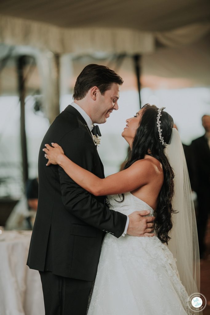 Bride and groom first dance at Greenville Country Club in Greenville Delaware. 