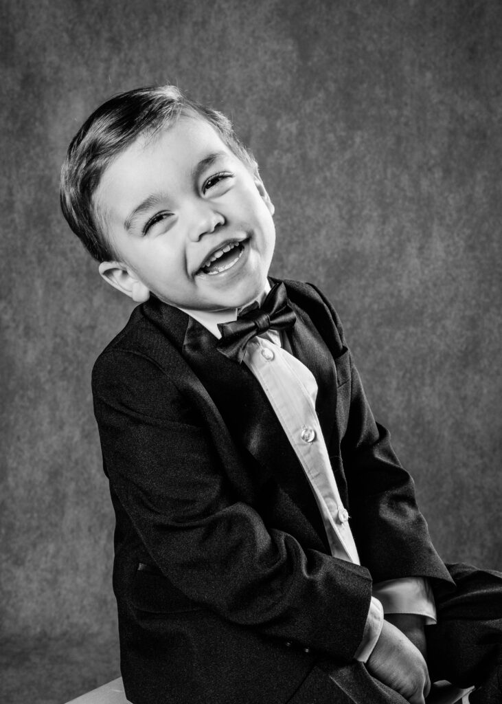 portrait of a boy in a tux